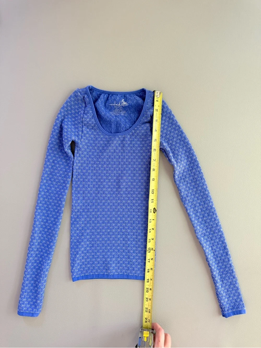 Free People Blue Love Letter Long Sleeve Knit Top - XS Small Bridge size XS/S